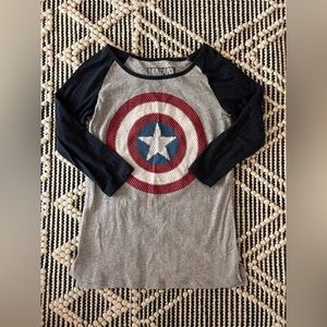 Marvel Captain America 1/4 sleeve shirt